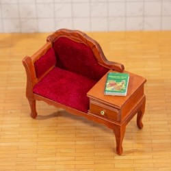 1:12 Miniature Vintage Red Wooden Sofa Armchair with Drawer Cabinet Mini House Furniture Decoration $26.44 Dollhouse Accessories