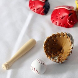 3Pcs/Set Dollhouse Baseball 1/12 Scale Miniature Dollhouse Accessories Wood Miniature Baseball Glove Set for Dollhouse Scene ...