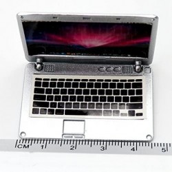 Dollhouse Accessories 1:12 Silver Mini Laptop Miniature Scene Model Scale $15.48 Dollhouse Accessories