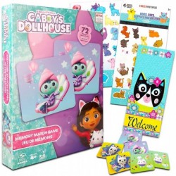 Gabby’s Dollhouse 72pc Memory Match - Bundle with Gabby's Dollhouse 72pc Memory Match Board Game Stickers More (Gabby’s Dollh...