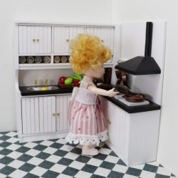 Dollhouse Kitchen Set Miniature Wooden Furniture Cabinet Dining Room Kitchen Kit 1/12 Scale Wooden Dollhouse Accessories (Sty...