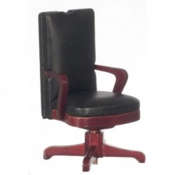 Dollhouse Mahogany Black Leather Swivel Desk Chair Office Study Furniture $38.87 Dollhouse Accessories