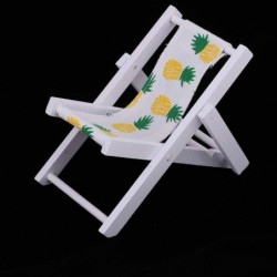 1:6 Scale Wooden Lounge Chair Miniature Dollhouse Foldable Wooden Beach Chair Chaise Longue Toys Dolls House Furniture Access...