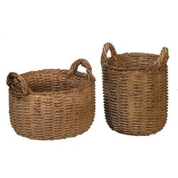 Dollhouse 2 Resin Baskets with Handles Miniature Home Shop Garden Accessory $31.59 Dollhouse Accessories