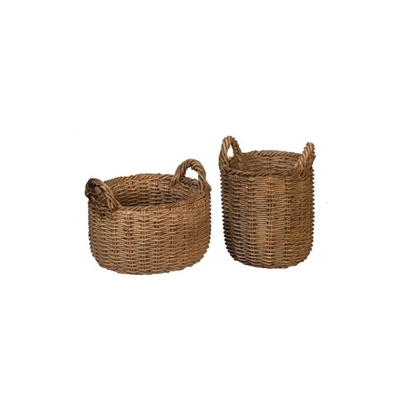 Dollhouse 2 Resin Baskets with Handles Miniature Home Shop Garden Accessory $31.59 Dollhouse Accessories