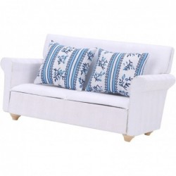 Dollhouse Mini Sofa 1/12 Dollhouse Miniature Sofa Set Living Room Furniture Accessories(Two-seat Sofa with Cushions) $20.91 D...