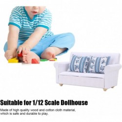 Dollhouse Mini Sofa 1/12 Dollhouse Miniature Sofa Set Living Room Furniture Accessories(Two-seat Sofa with Cushions) $20.91 D...