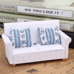 Dollhouse Mini Sofa 1/12 Dollhouse Miniature Sofa Set Living Room Furniture Accessories(Two-seat Sofa with Cushions) $20.91 D...