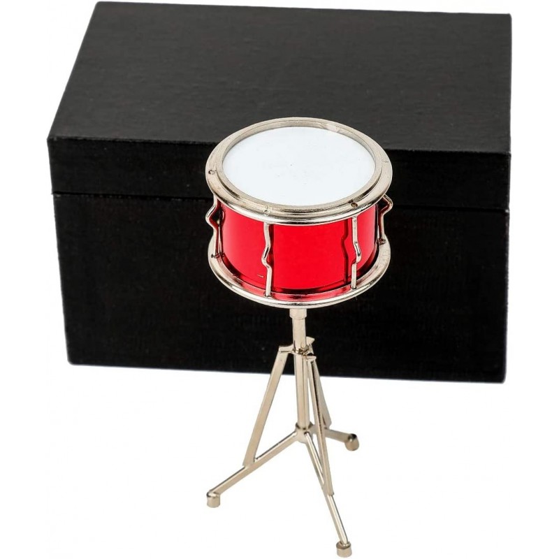 Miniature Snare Drum with Case Mini Percussion Musical Instrument Mini Snare Drum Miniature Dollhouse Model Christmas Ornamen...