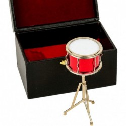 Miniature Snare Drum with Case Mini Percussion Musical Instrument Mini Snare Drum Miniature Dollhouse Model Christmas Ornamen...