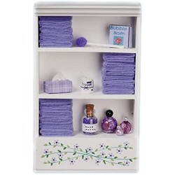 Dolls House Miniature Bathroom Furniture Shelf Unit Lilac Towels & Accessories $59.12 Dollhouse Accessories