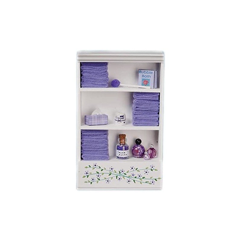 Dolls House Miniature Bathroom Furniture Shelf Unit Lilac Towels & Accessories $59.12 Dollhouse Accessories