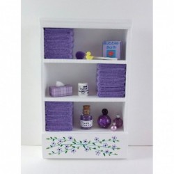 Dolls House Miniature Bathroom Furniture Shelf Unit Lilac Towels & Accessories $59.12 Dollhouse Accessories