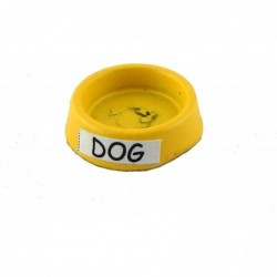 House Miniature 1:12 Scale Pet Accessory Yellow Metal Dog Food Water Dish $15.90 Dollhouse Accessories