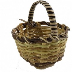 Dollhouse Deep Wicker Woven Basket Round with Handle Shop Garden Accessory $18.52 Dollhouse Accessories