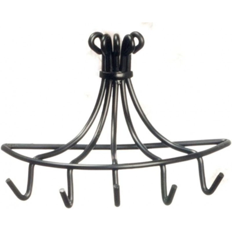 Dollhouse Miniature Black Wall Hung Pot Rack $28.07 Dollhouse Accessories