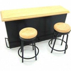 Dollhouse Taproom Bar Counter with 2 Stools 1:12 Miniature Furniture Decor $38.06 Dollhouse Accessories