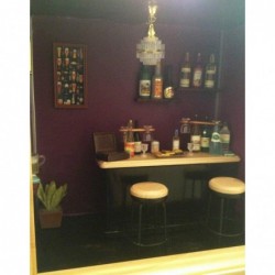 Dollhouse Taproom Bar Counter with 2 Stools 1:12 Miniature Furniture Decor $38.06 Dollhouse Accessories