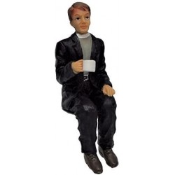 Jane Dollhouse Clergyman Minister Sitting with Cup of Tea Resin People $32.64 Dollhouse Accessories