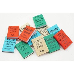 Dollhouse Miniature Set of 12 Books with Printed Covers $15.73 Dollhouse Accessories