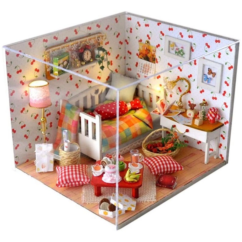 Dollhouse Miniature DIY House Kit Creative Room With Furniture and Glass Cover for Romantic Artwork Gift(Fruit of Autumn) $26...