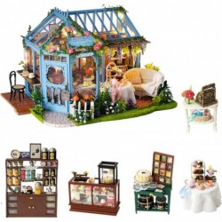 3D Wooden Miniature Dollhouse with Furniture DIY Dollhouse Kit Miniature House Kit Mini House DIY House Kit Music Box and Dus...