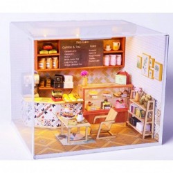 DIY Miniature and Furniture Dollhouse Kit Mini 3D Wooden Doll House Craft Model Shop Style with Dust Proof Cover and LED Crea...