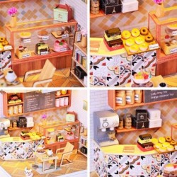 DIY Miniature and Furniture Dollhouse Kit Mini 3D Wooden Doll House Craft Model Shop Style with Dust Proof Cover and LED Crea...