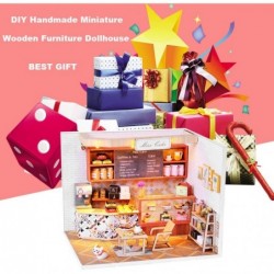 DIY Miniature and Furniture Dollhouse Kit Mini 3D Wooden Doll House Craft Model Shop Style with Dust Proof Cover and LED Crea...