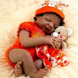 Black Reborn Baby Doll 22 Inch African American Lifelike Sleeping Dolls Look Real with Doll Accessories $93.93 Dolls