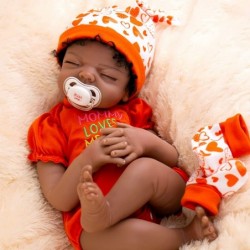 Black Reborn Baby Doll 22 Inch African American Lifelike Sleeping Dolls Look Real with Doll Accessories $93.93 Dolls