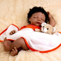 Black Reborn Baby Doll 22 Inch African American Lifelike Sleeping Dolls Look Real with Doll Accessories $93.93 Dolls