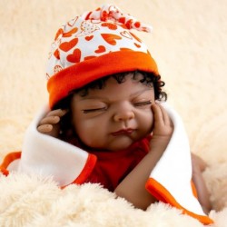 Black Reborn Baby Doll 22 Inch African American Lifelike Sleeping Dolls Look Real with Doll Accessories $93.93 Dolls