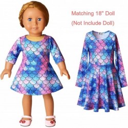 Jxstar Girls&Doll Matching Dresses Long Sleeve Unicorn Mermaid Outfits Clothes $49.61 Dolls