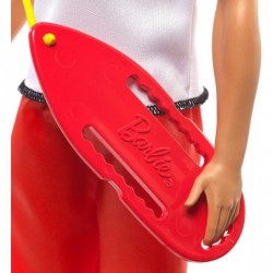 Ken Lifeguard Doll with Life Buoy Whistle and Blonde Hair Wearing T-Shirt Red Swim Trunks and Flip-Flops Gift for 3 to 7 Year...