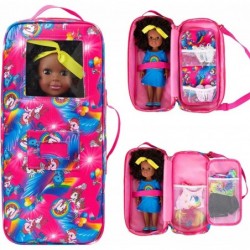 14.5 Inch Black Girl Doll and Doll Bag Travel Sets American 14.5 inch Doll Travel Case Suitcase Storage Bag Carry Bag with Mu...