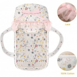 Soft Baby Doll Bassinet with Lace Canopy and Pillow Blanket 3 PCs Doll Carry Cot Set Play Baby Doll Carrier 13 inch - Pink Ro...