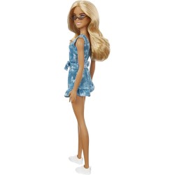 Fashionistas Doll 173 with Long Blonde Hair & Tie-dye Shorts Romper Sneakers & Cat Eye Sunglasses Toy for Kids 3 to 8 Years O...