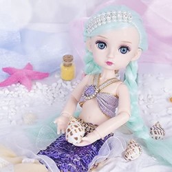 Eazee Play 10 Inch Pink Little Mermaid BJD Doll 13 Removable Joints with Pink Mermaid Tail Best Birthday Gift for Girls 3-6 6...