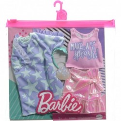 Fashions 2-Pack Clothing Set 2 Outfits Doll Include Star-Print Dress Pink Iridescent Skirt Graphic Tank & 2 Accessories Gift ...