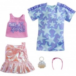 Fashions 2-Pack Clothing Set 2 Outfits Doll Include Star-Print Dress Pink Iridescent Skirt Graphic Tank & 2 Accessories Gift ...