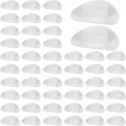 50 Pieces Cute Plastic Miniature Western Cowboy Cowgirl Hat Mini Doll Hat White Hat Toys for Doll Dress Up Party Accessories ...