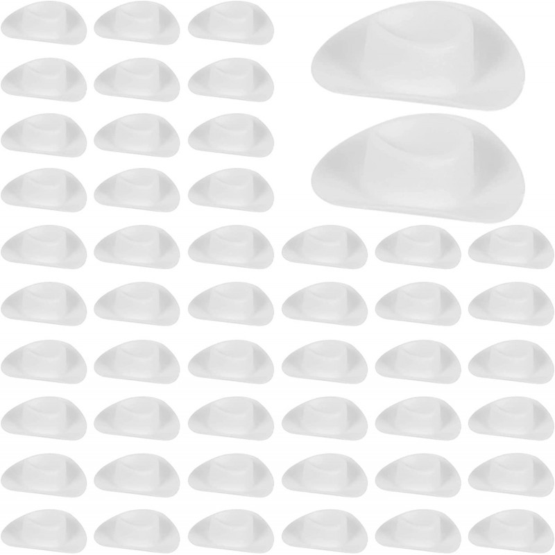 50 Pieces Cute Plastic Miniature Western Cowboy Cowgirl Hat Mini Doll Hat White Hat Toys for Doll Dress Up Party Accessories ...