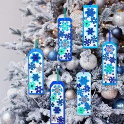 24 Sets Christmas Craft Kits Winter Crafts DIY 3D Christmas Snowflake Bookmarks Art Sets Snowflake Foam Stickers Arts and Cra...