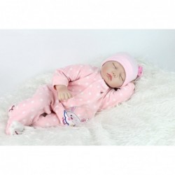 Reborn Baby Dolls Girl 22 Inches Soft Silicone Vinyl Realistic Lifelike Sleeping Handmade Weighted Baby Toddler Gifts Pink Ou...