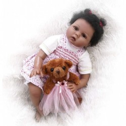 Black Reborn Baby Dolls Girl 22Inches Realistic Newborn Cute Real Life Handmade Soft Silicone Baby Dolls Weighted Best Gift $...