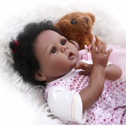 Black Reborn Baby Dolls Girl 22Inches Realistic Newborn Cute Real Life Handmade Soft Silicone Baby Dolls Weighted Best Gift $...