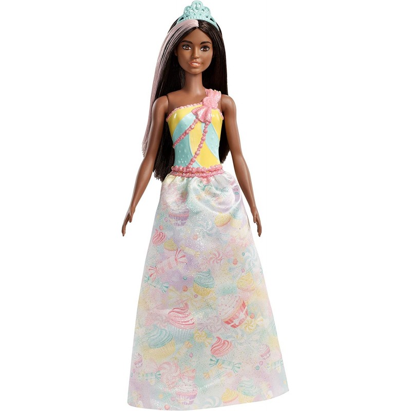 Dreamtopia Princess Doll Approx 12-Inch Brunette with Pink Hairstreak Wearing Colorful Candy-Inspired Outfit and Tiara for 3 ...