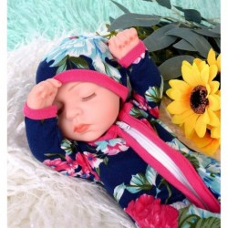 Soft 10 inch Silicone Realistic Newborn Baby Doll and Clothes Set Washable Reborn Baby Dolls That Look Real with Blue Flower ...