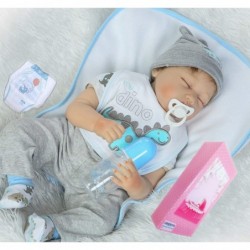 Realistic Reborn Baby Dolls Boy Soft Vinyl Silicone Sleeping Baby Doll 22 Inches Weighted Baby Reborn Dolls Handmade Real Bab...